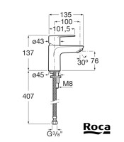 MEDIDAS MONOMANDO LAVABO VICTORIA PLUS ROCA